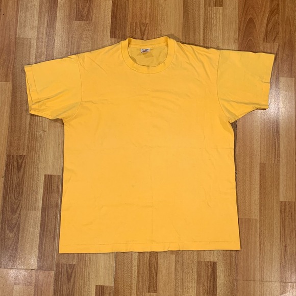 Vtg Fruit Of The Loom Shirt Mens Extra Large Plain Yellow Single Stitch USA‎ Tee - Picture 1 of 10